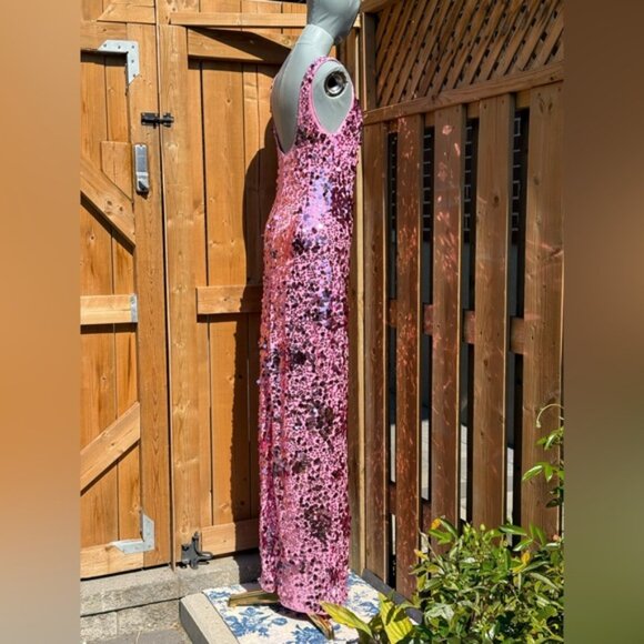 🆕 SIMKHAI 🧿 NWOT Bex Sequined Embellished Maxi Dress, Sorbet Pink- Sz US 4 - Picture 9 of 14